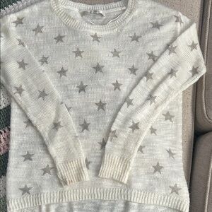 LC Lauren Conrad Cream and Gray Star Sweater